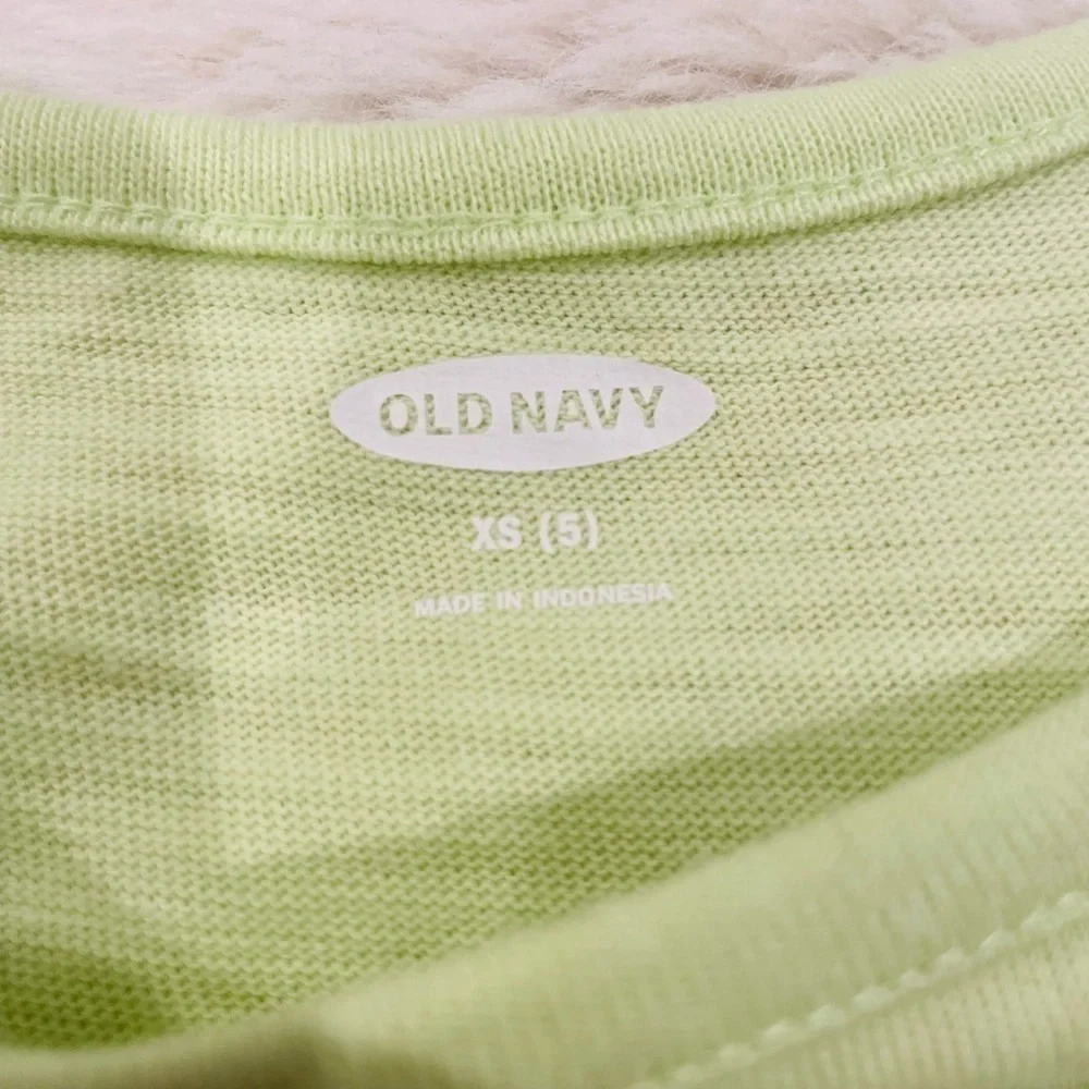 Old Navy Short-Sleeve Tiered Slub-Knit Dress in Pale Citron Girl’s Size XS/5